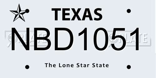 NBD1051 Texas License Plate