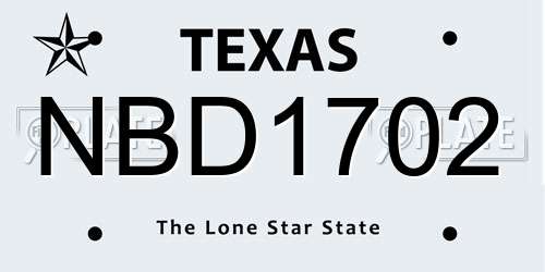 NBD1702 Texas License Plate