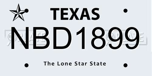 NBD1899 Texas License Plate