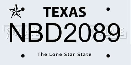 NBD2089 Texas License Plate