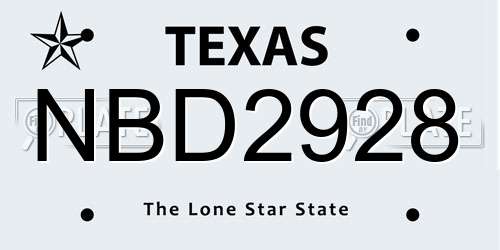 NBD2928 Texas License Plate