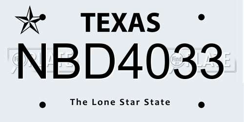 NBD4033 Texas License Plate