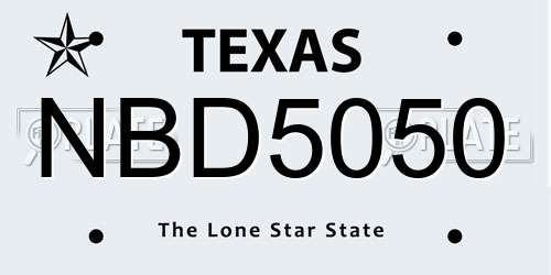 NBD5050 Texas License Plate