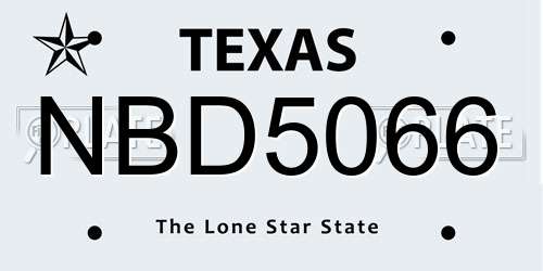 NBD5066 Texas License Plate