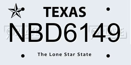 NBD6149 Texas License Plate