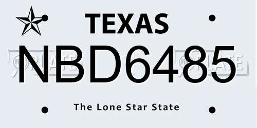NBD6485 Texas License Plate