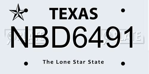 NBD6491 Texas License Plate
