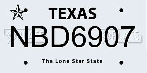 NBD6907 Texas License Plate