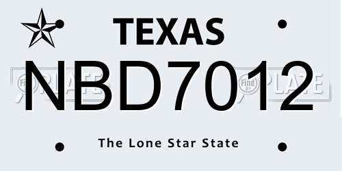 NBD7012 Texas License Plate