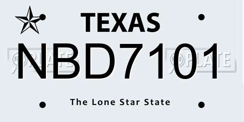 NBD7101 Texas License Plate
