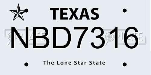 NBD7316 Texas License Plate