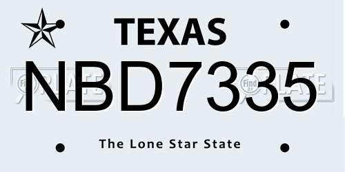 NBD7335 Texas License Plate