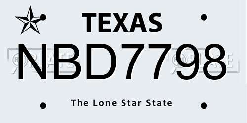 NBD7798 Texas License Plate