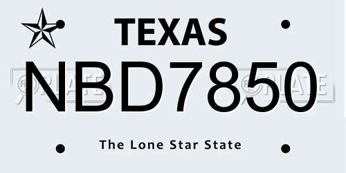 NBD7850 Texas License Plate