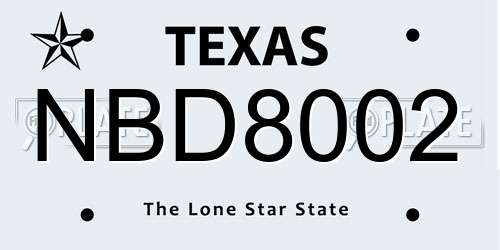 NBD8002 Texas License Plate