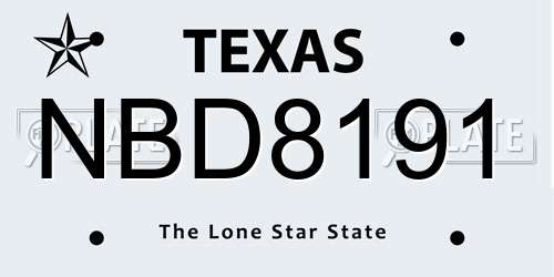 NBD8191 Texas License Plate