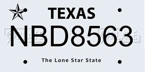 NBD8563 Texas License Plate