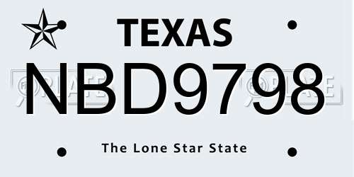 NBD9798 Texas License Plate