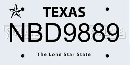 NBD9889 Texas License Plate