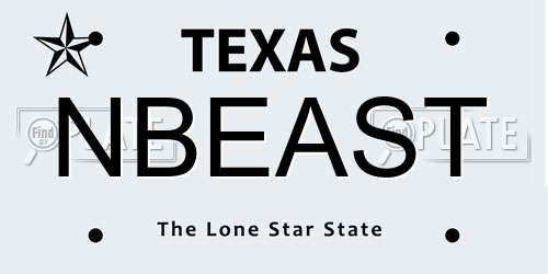 NBEAST Texas License Plate