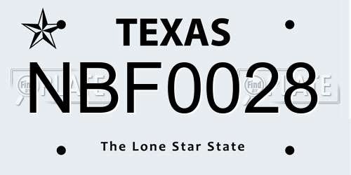 NBF0028 Texas License Plate