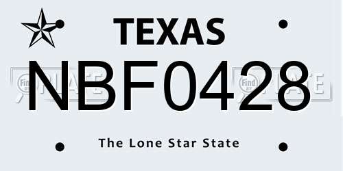 NBF0428 Texas License Plate