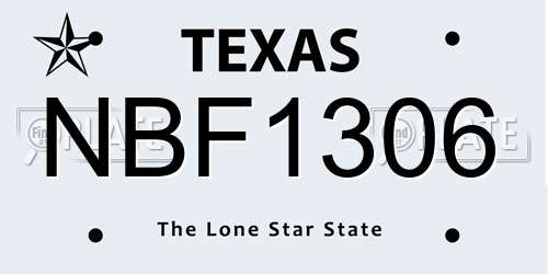NBF1306 Texas License Plate