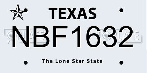 NBF1632 Texas License Plate