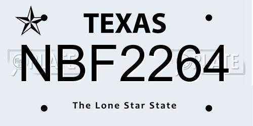 NBF2264 Texas License Plate