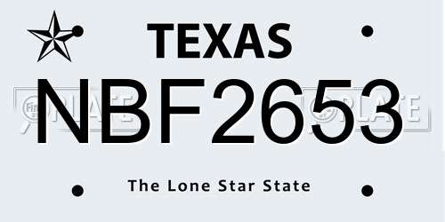 NBF2653 Texas License Plate