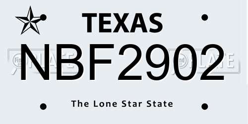 NBF2902 Texas License Plate