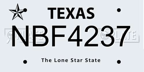 NBF4237 Texas License Plate