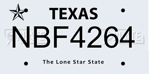 NBF4264 Texas License Plate
