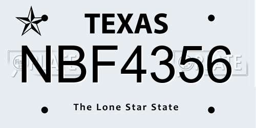 NBF4356 Texas License Plate
