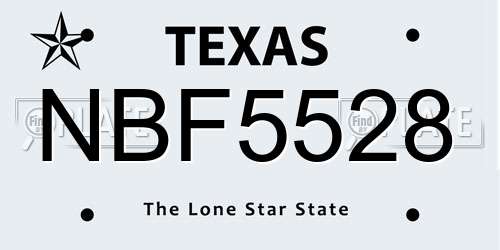 NBF5528 Texas License Plate