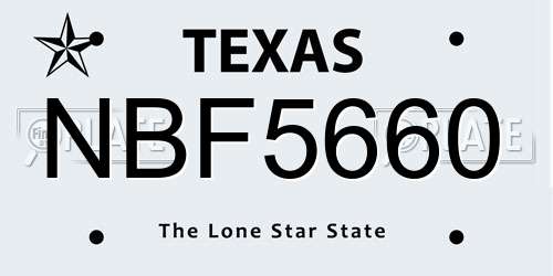 NBF5660 Texas License Plate