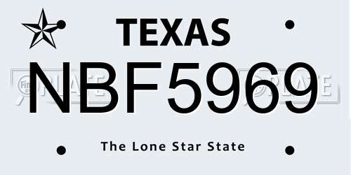 NBF5969 Texas License Plate