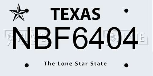 NBF6404 Texas License Plate