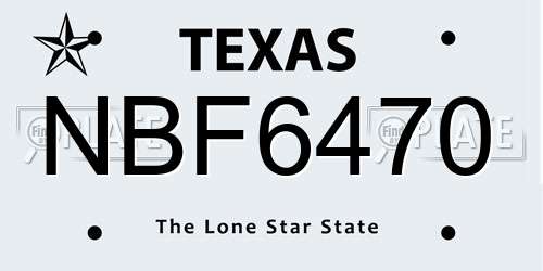 NBF6470 Texas License Plate