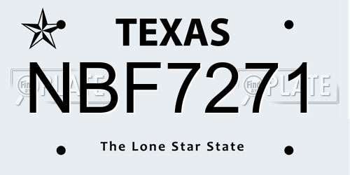 NBF7271 Texas License Plate