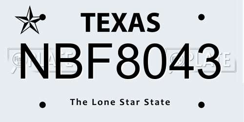 NBF8043 Texas License Plate