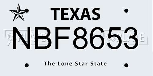 NBF8653 Texas License Plate