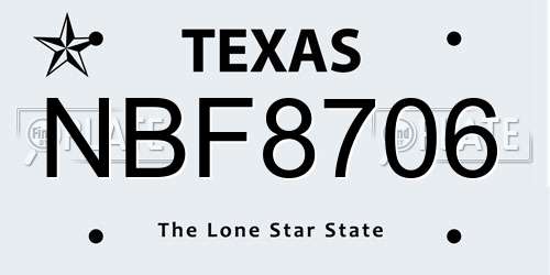 NBF8706 Texas License Plate