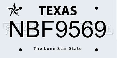 NBF9569 Texas License Plate