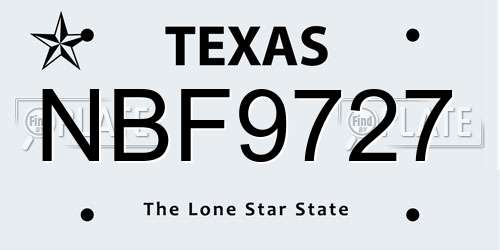 NBF9727 Texas License Plate