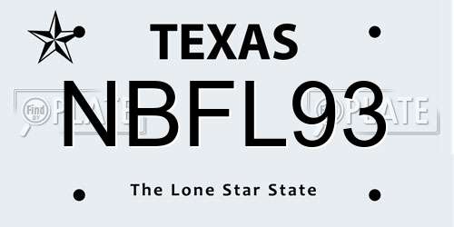 NBFL93 Texas License Plate