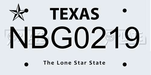 NBG0219 Texas License Plate