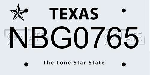 NBG0765 Texas License Plate