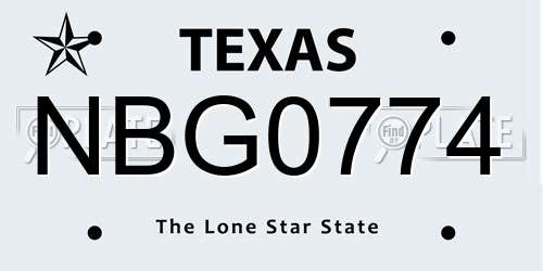 NBG0774 Texas License Plate
