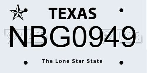 NBG0949 Texas License Plate